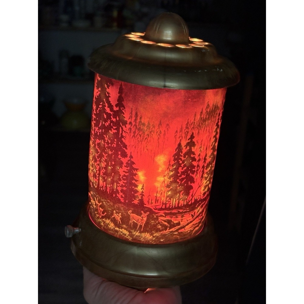 VTG 1950's Econolite Forest Fire Deer Wildlife Roto-Vue Heat Motion Light Lamp